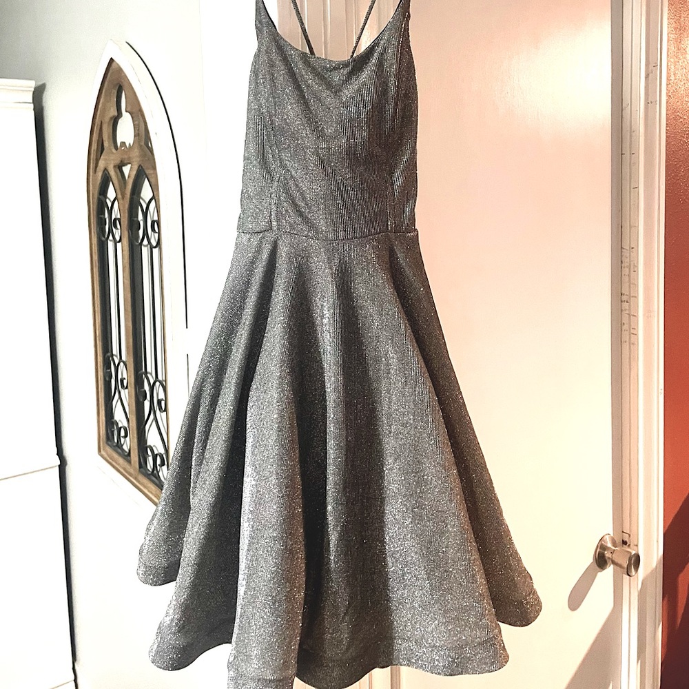 Silver formal short dress size 5